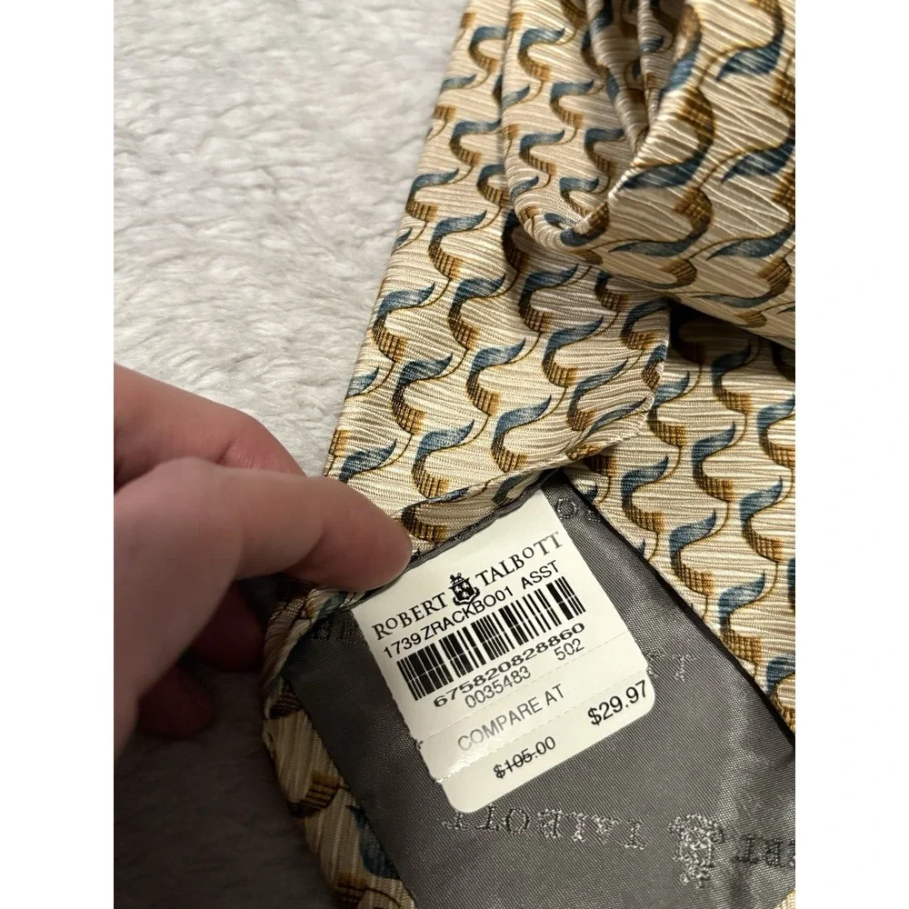 New Robert Talbott Nordstrom Men's Yellow Silk Neck Tie Business Dress Geometric